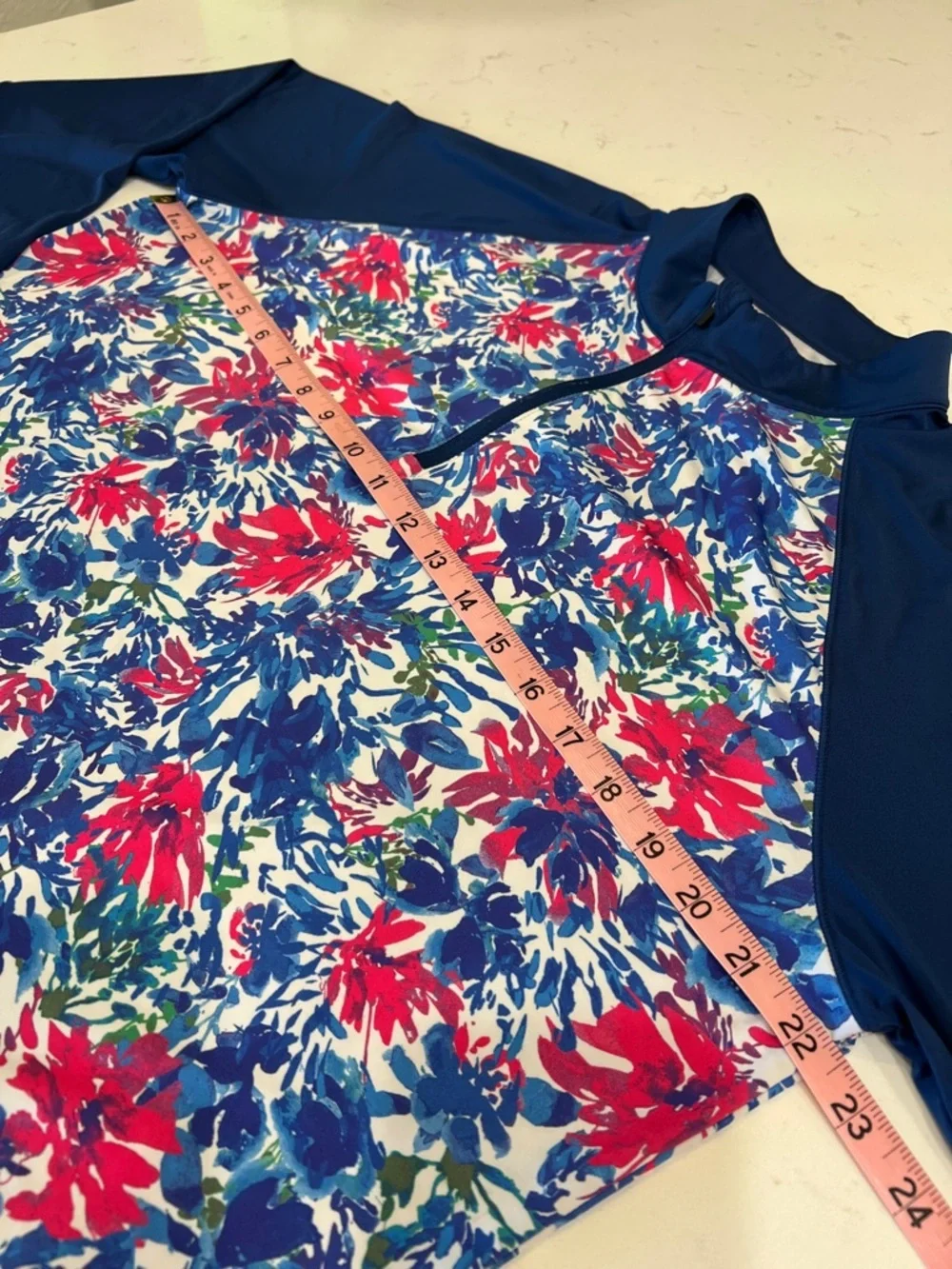Reel Legends Reel-Tec Long Sleeve Floral Quarter Zip Performance Top XL - Picture 6 of 7